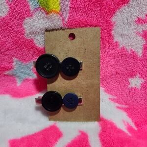 Navy Blue Button Hair Clip Set